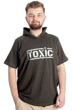 Mode XL Büyük Beden Erkek T-shirt Kapşonlu TOXIC 23119 Haki