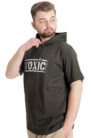 Mode XL Büyük Beden Erkek T-shirt Kapşonlu TOXIC 23119 Haki