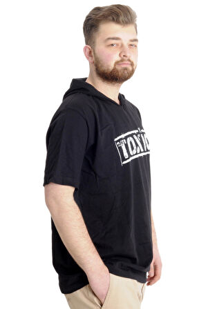 Mode XL Büyük Beden Erkek T-shirt Kapşonlu TOXIC 23119 Siyah