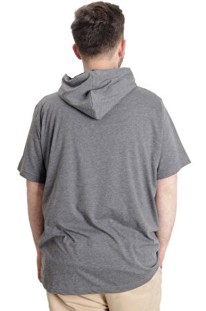 Mode XL Büyük Beden Erkek T-shirt Kapşonlu MUHAMMAD 23120 Antramelanj