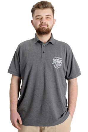 Mode XL Büyük Beden Erkek T-shirt Polo INDUSTRY 23316 Antramelanj