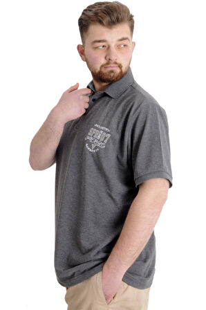 Mode XL Büyük Beden Erkek T-shirt Polo INDUSTRY 23316 Antramelanj