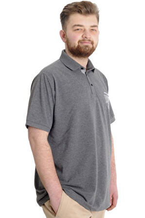Mode XL Büyük Beden Erkek T-shirt Polo INDUSTRY 23316 Antramelanj