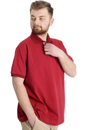 Mode XL Büyük Beden Erkek T-shirt Polo INDUSTRY 23316 Bordo