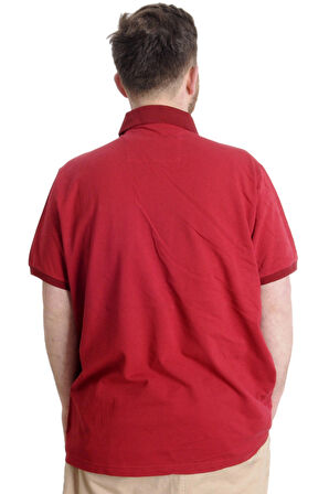 Mode XL Büyük Beden Erkek T-shirt Polo INDUSTRY 23316 Bordo