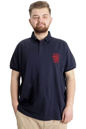 Mode XL Büyük Beden Erkek T-shirt Polo OCEAN JOURNEY 23319 Lacivert