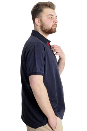 Mode XL Büyük Beden Erkek T-shirt Polo OCEAN JOURNEY 23319 Lacivert