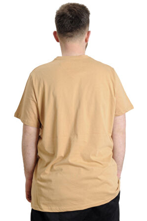 Mode XL Büyük Beden Erkek V Yaka T-shirt ALLIGATOR Bej