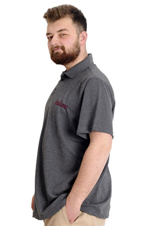Mode XL Büyük Beden Erkek T-shirt Polo CARPE DIEM 23333 Antramelanj