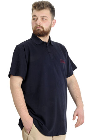 Mode XL Büyük Beden Erkek T-shirt Polo CARPE DIEM 23333 Lacivert
