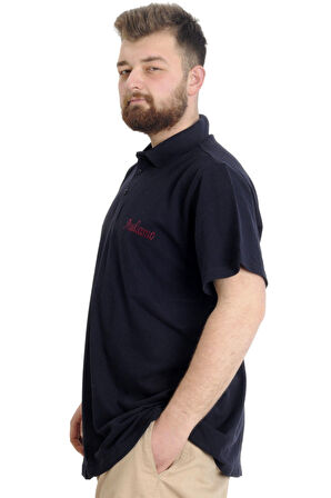 Mode XL Büyük Beden Erkek T-shirt Polo CARPE DIEM 23333 Lacivert
