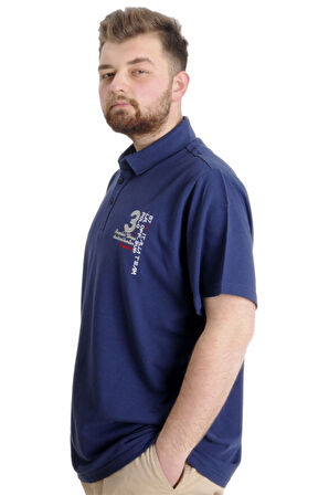Mode XL Büyük Beden Erkek T-shirt Polo CAPTIAN 23338 İndigo
