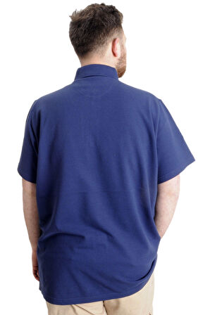 Mode XL Büyük Beden Erkek T-shirt Polo CAPTIAN 23338 İndigo