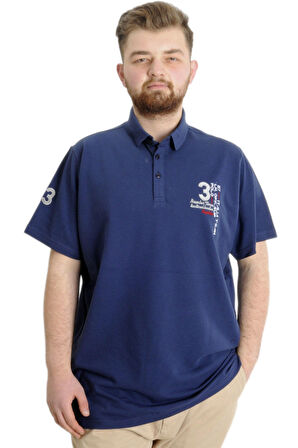 Mode XL Büyük Beden Erkek T-shirt Polo CAPTIAN 23338 İndigo