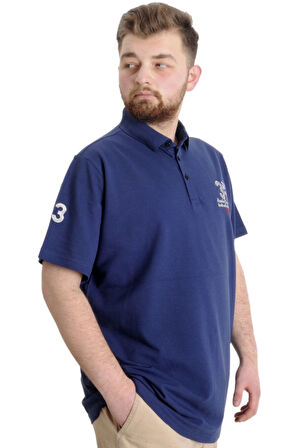 Mode XL Büyük Beden Erkek T-shirt Polo CAPTIAN 23338 İndigo