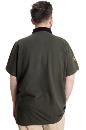 Mode XL Büyük Beden Erkek T-shirt Polo HORSE 23339 Haki