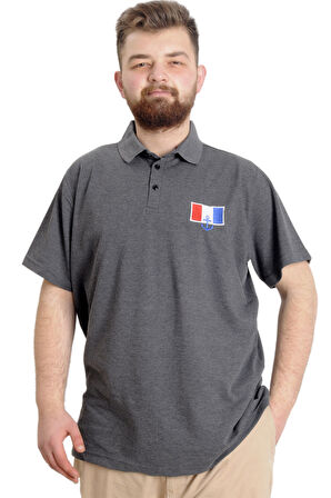 Mode XL Büyük Beden Erkek T-shirt Polo ABSOLUTE DESTINY 23335 Antramelanj