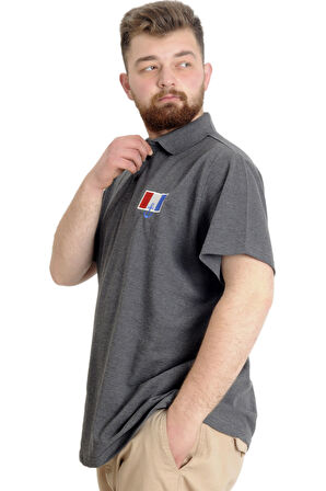 Mode XL Büyük Beden Erkek T-shirt Polo ABSOLUTE DESTINY 23335 Antramelanj
