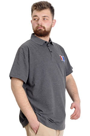 Mode XL Büyük Beden Erkek T-shirt Polo ABSOLUTE DESTINY 23335 Antramelanj