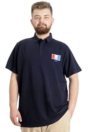 Mode XL Büyük Beden Erkek T-shirt Polo ABSOLUTE DESTINY 23335 Lacivert
