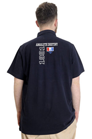 Mode XL Büyük Beden Erkek T-shirt Polo ABSOLUTE DESTINY 23335 Lacivert
