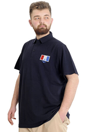 Mode XL Büyük Beden Erkek T-shirt Polo ABSOLUTE DESTINY 23335 Lacivert