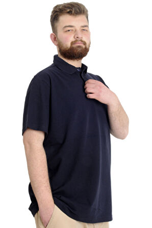 Mode XL Büyük Beden Erkek T-shirt Polo ABSOLUTE DESTINY 23335 Lacivert