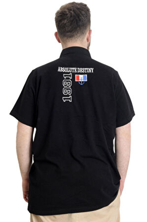 Mode XL Büyük Beden Erkek T-shirt Polo ABSOLUTE DESTINY 23335 Siyah