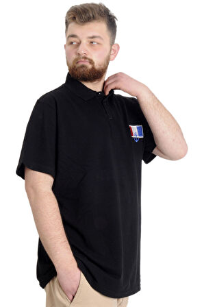 Mode XL Büyük Beden Erkek T-shirt Polo ABSOLUTE DESTINY 23335 Siyah