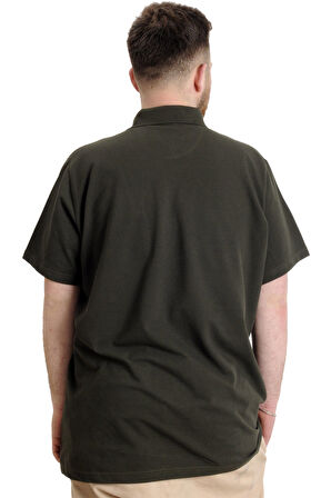 Mode XL Büyük Beden Erkek T-shirt Polo Parçalı NYC 23332 Haki