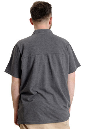 Mode XL Büyük Beden Erkek T-shirt Polo CHNGYRMD 23328 Antramelanj