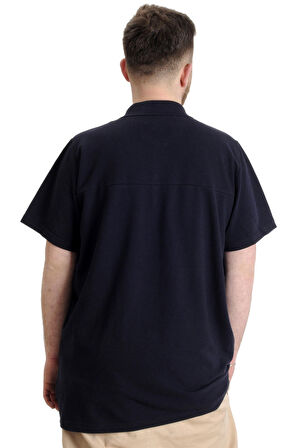 Mode XL Büyük Beden Erkek T-shirt Polo CHNGYRMD 23328 Lacivert