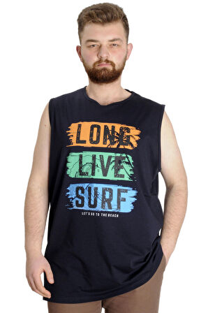 Mode XL Büyük Beden Erkek Atlet LONG LIVE SURF 23009 Lacivert