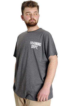 Mode XL Büyük Beden Erkek T-shirt TRAINING DEPT 23128 Antramelanj