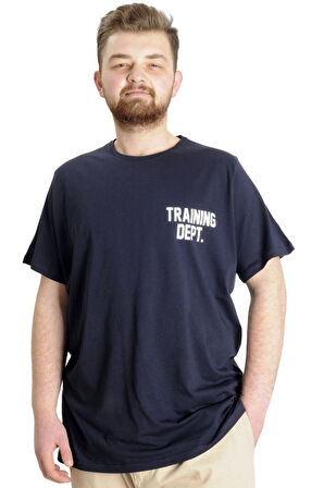 Mode XL Büyük Beden Erkek T-shirt TRAINING DEPT 23128 Lacivert