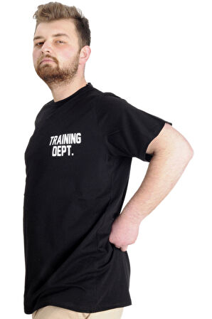 Mode XL Büyük Beden Erkek T-shirt TRAINING DEPT 23128 Siyah