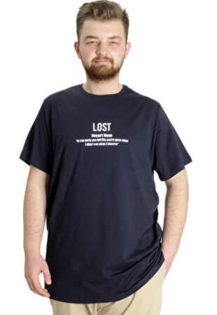Mode XL Büyük Beden Erkek T-shirt LOST 23129 Lacivert