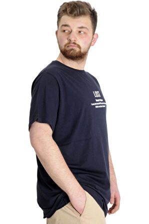 Mode XL Büyük Beden Erkek T-shirt LOST 23129 Lacivert