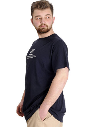 Mode XL Büyük Beden Erkek T-shirt LOST 23129 Lacivert