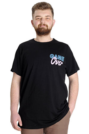 Mode XL Büyük Beden Erkek T-shirt GAME OVER 23130 Siyah