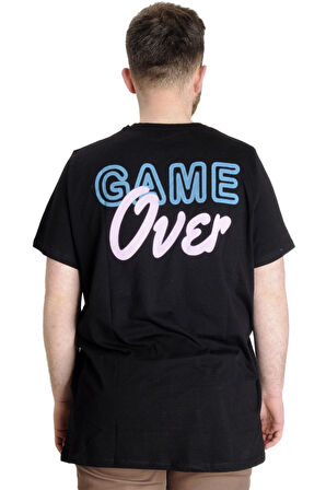 Mode XL Büyük Beden Erkek T-shirt GAME OVER 23130 Siyah