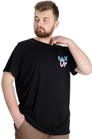 Mode XL Büyük Beden Erkek T-shirt GAME OVER 23130 Siyah