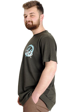 Mode XL Büyük Beden Erkek T-shirt FOREVER 23138 Haki
