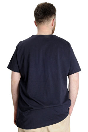 Mode XL Büyük Beden Erkek T-shirt FOREVER 23138 Lacivert