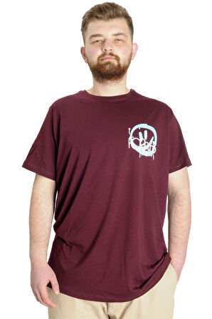 Mode XL Büyük Beden Erkek T-shirt FOREVER 23138 Mürdüm
