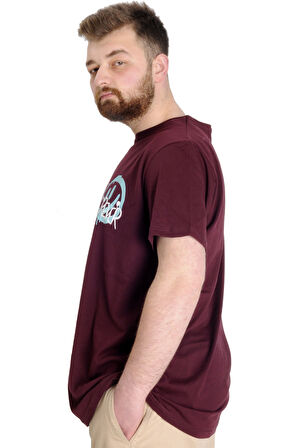 Mode XL Büyük Beden Erkek T-shirt FOREVER 23138 Mürdüm