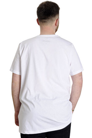 Mode XL Büyük Beden Erkek T-shirt AUTHENTIC 23140 Beyaz