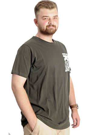 Mode XL Büyük Beden Erkek T-Shirt Bis Yaka Authentic 23140 Haki