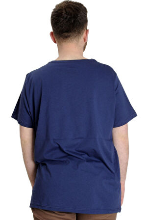 Mode XL Büyük Beden Erkek T-shirt AUTHENTIC 23140 İndigo