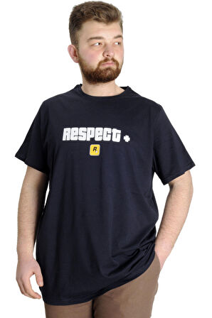 Mode XL Büyük Beden Erkek T-shirt NESPECT 23131 Lacivert